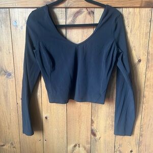 lululemon athletica Black Long-Sleeve V-Neck Crop Top